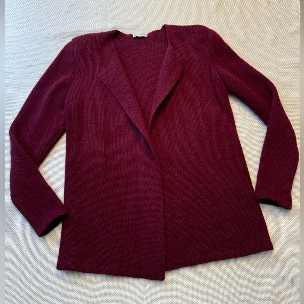 Vintage Calvin Klein burgundy maroon cardigan sweater with shoulder pads Large